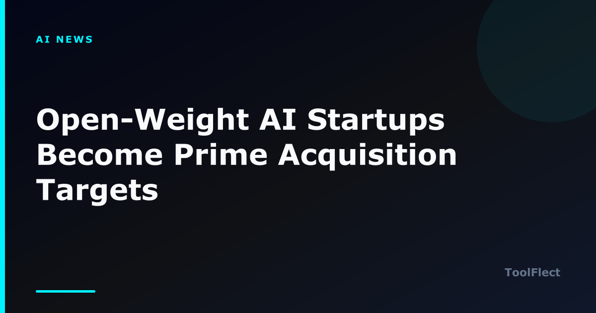 Open-Weight AI Startups Become Prime Acquisition Targets — ToolFlect article cover.